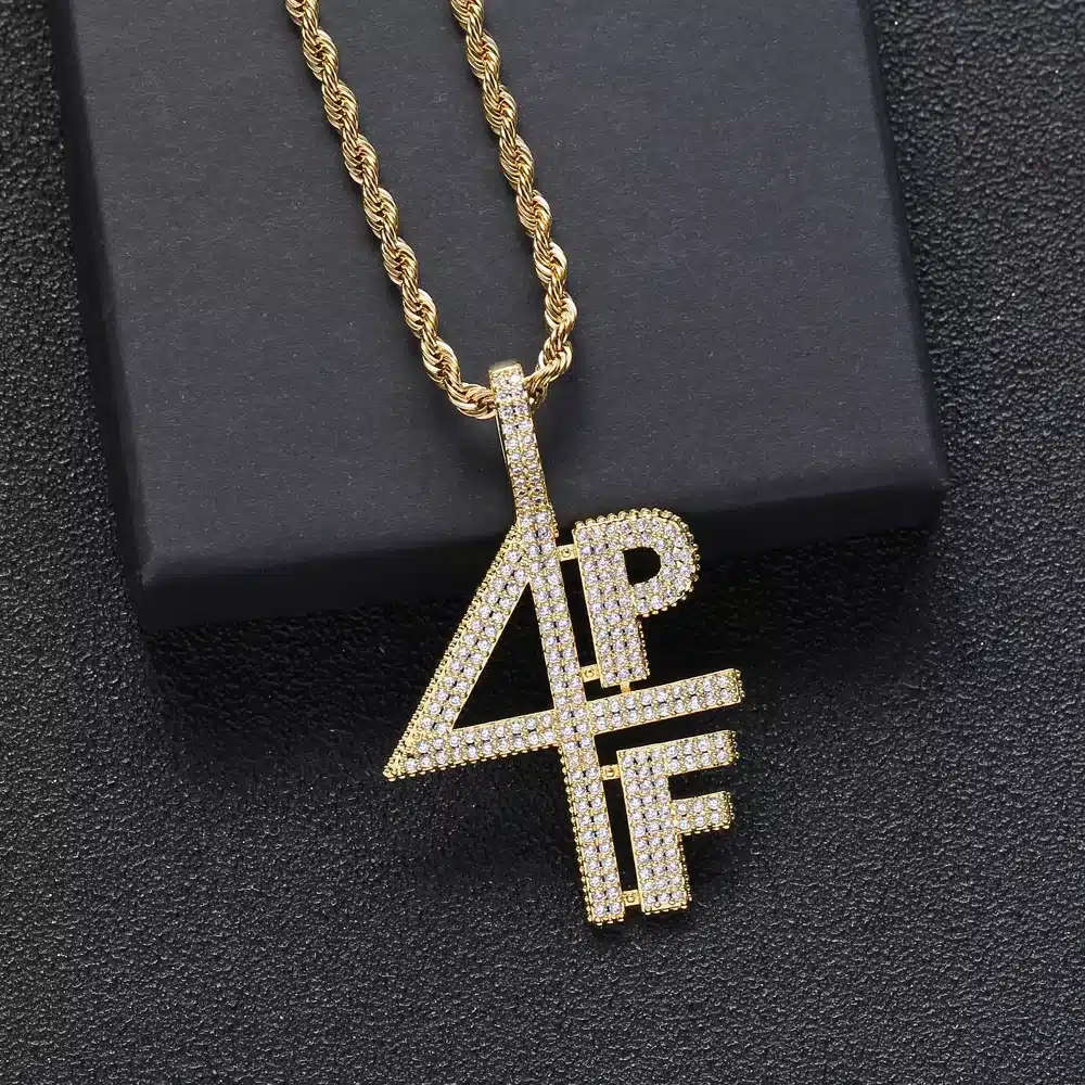 4PF "Four Pockets Full" Lil Baby Inspired Iced CZ Diamond Pendant (Gold)