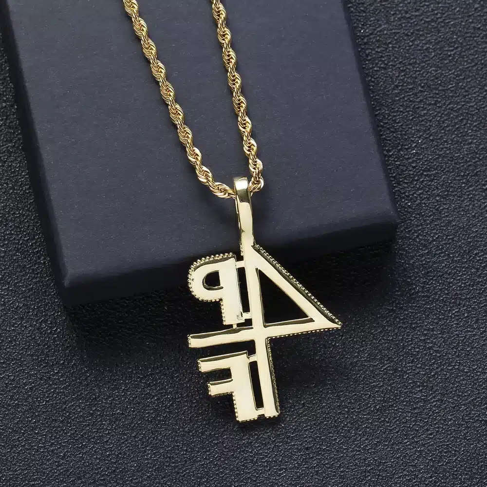 4PF "Four Pockets Full" Lil Baby Inspired Iced CZ Diamond Pendant (Gold)