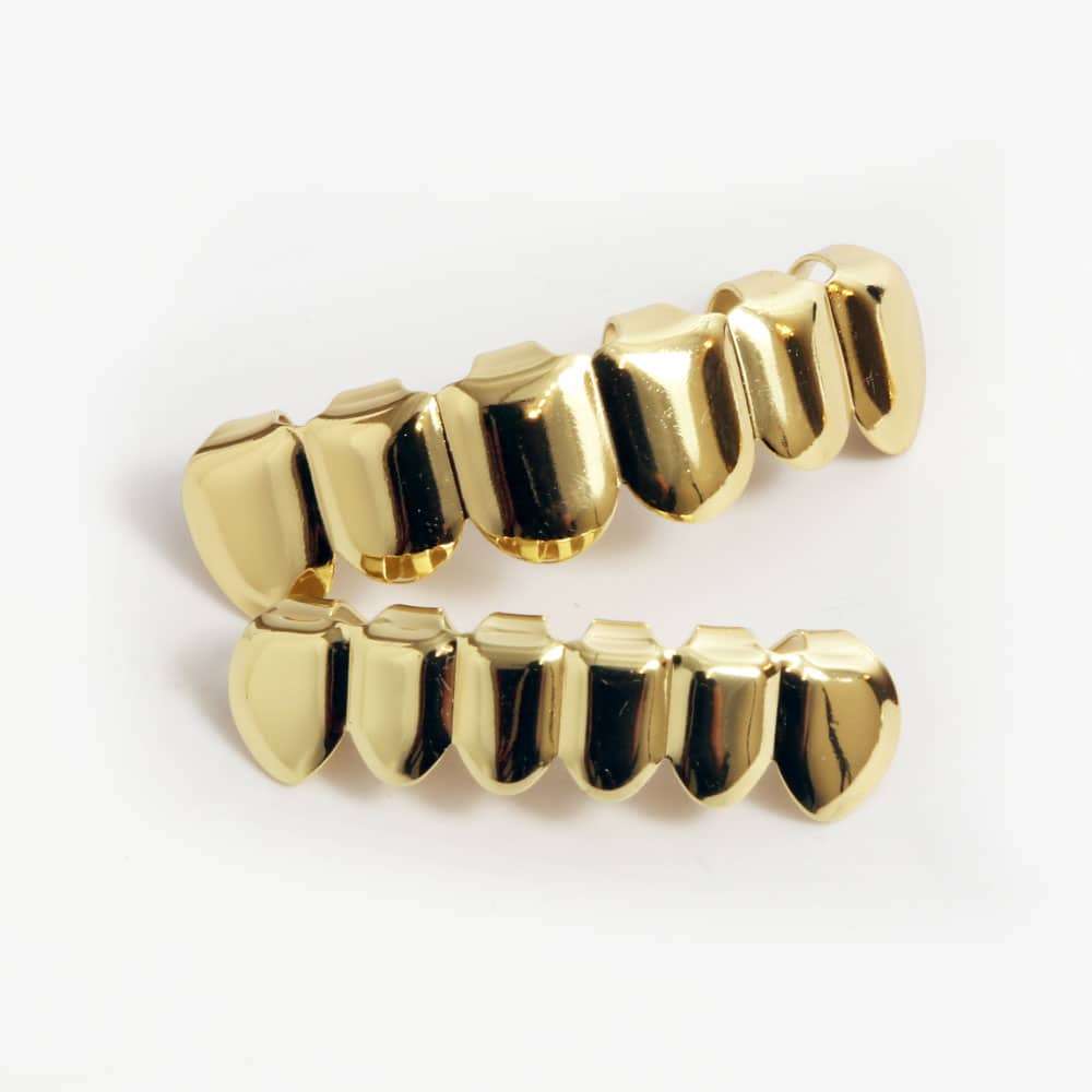 Teeth Grillz Hip Hop Classic Gold Plated Upper &amp; Lower Grillz