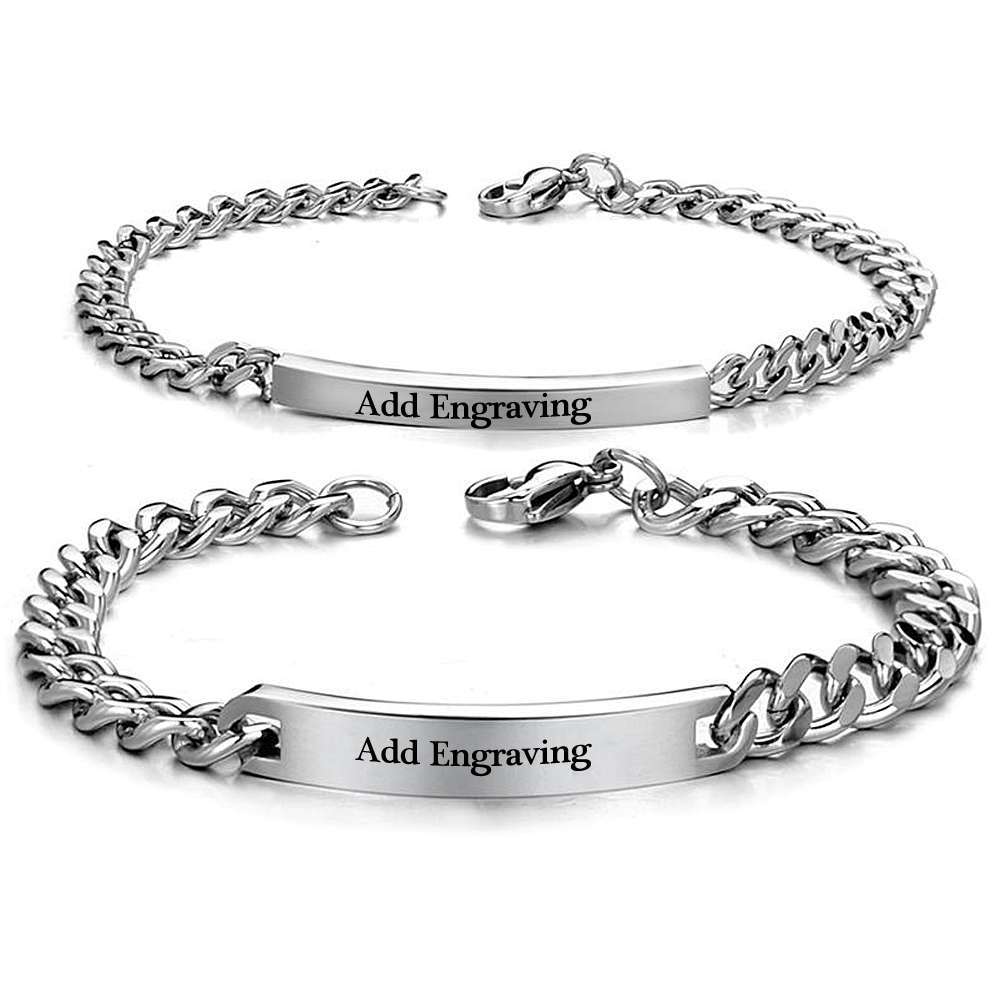 Couples Engraved Bracelet set