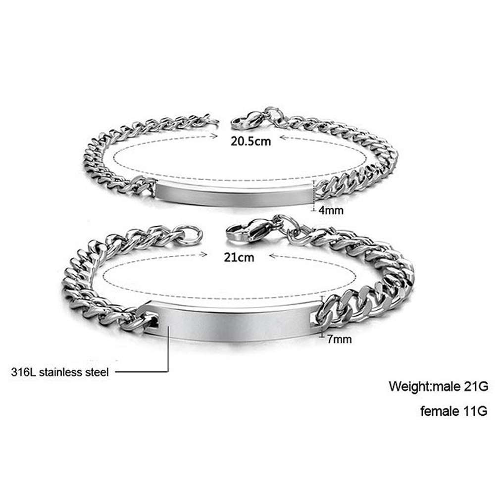 Couples Engraved Bracelet set