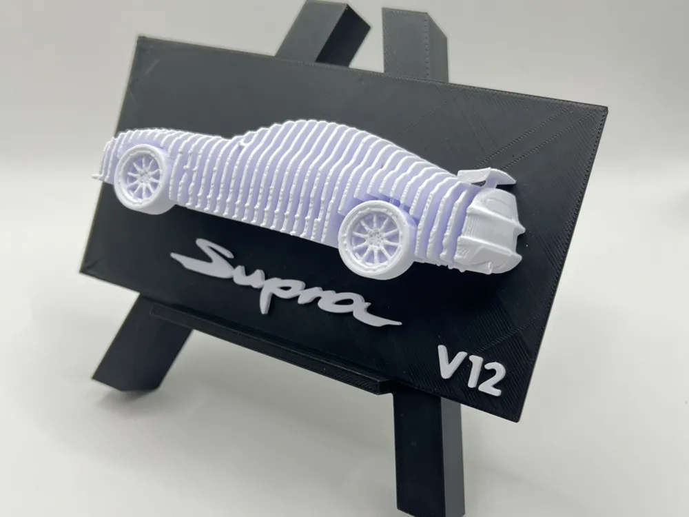 Layered Toyota Supra V12 Sculpture
