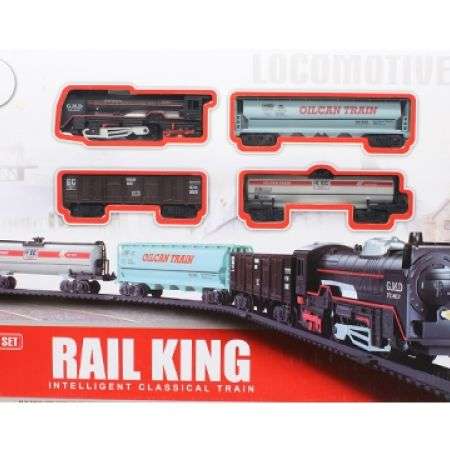 Small size RAIL KING Classical Train Toy Set Locomotive with Light Track Battery Operated