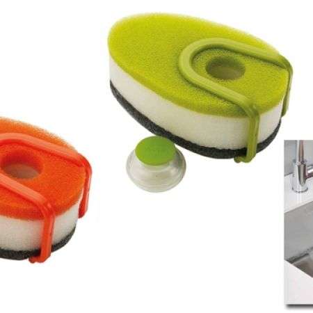 Scouring Sponge With Soap-Dispensing Capsule, Pack Of 3