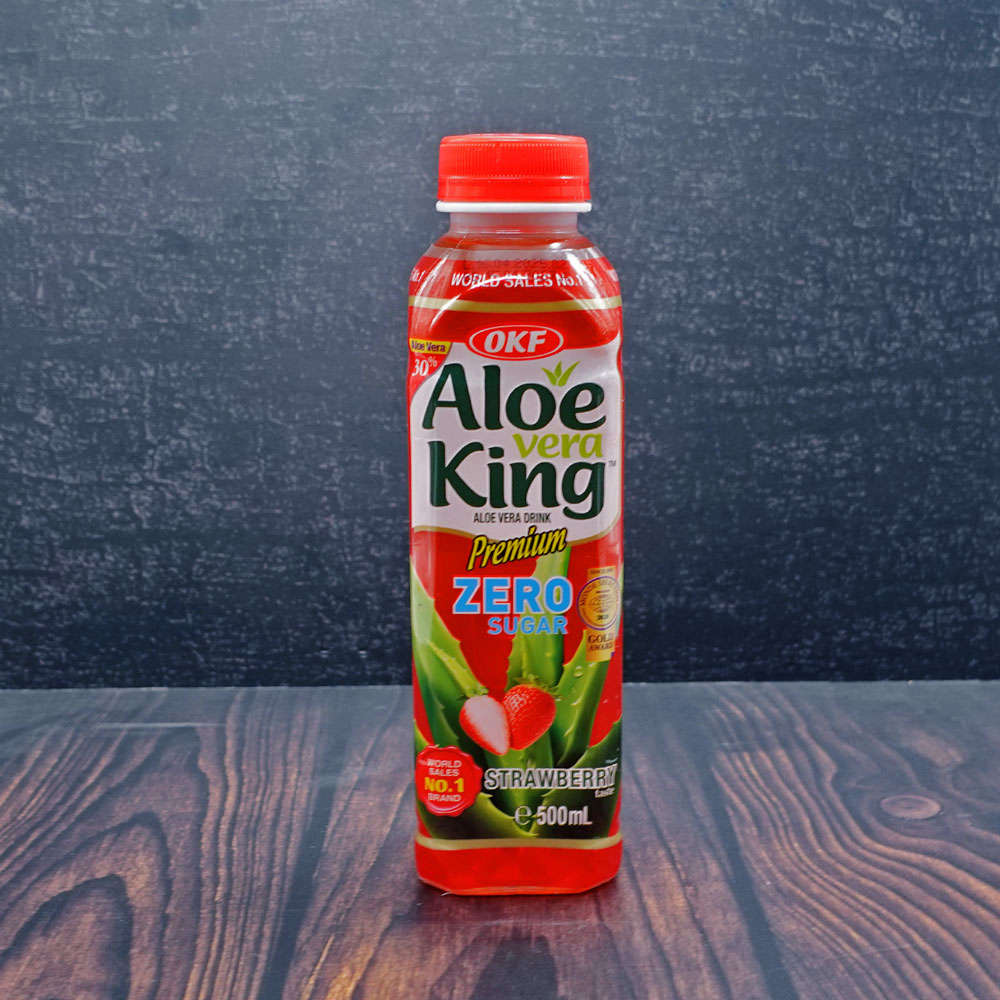 (OKF) Aloe Vera King Premium Strawberry Zero Sugar 500ml