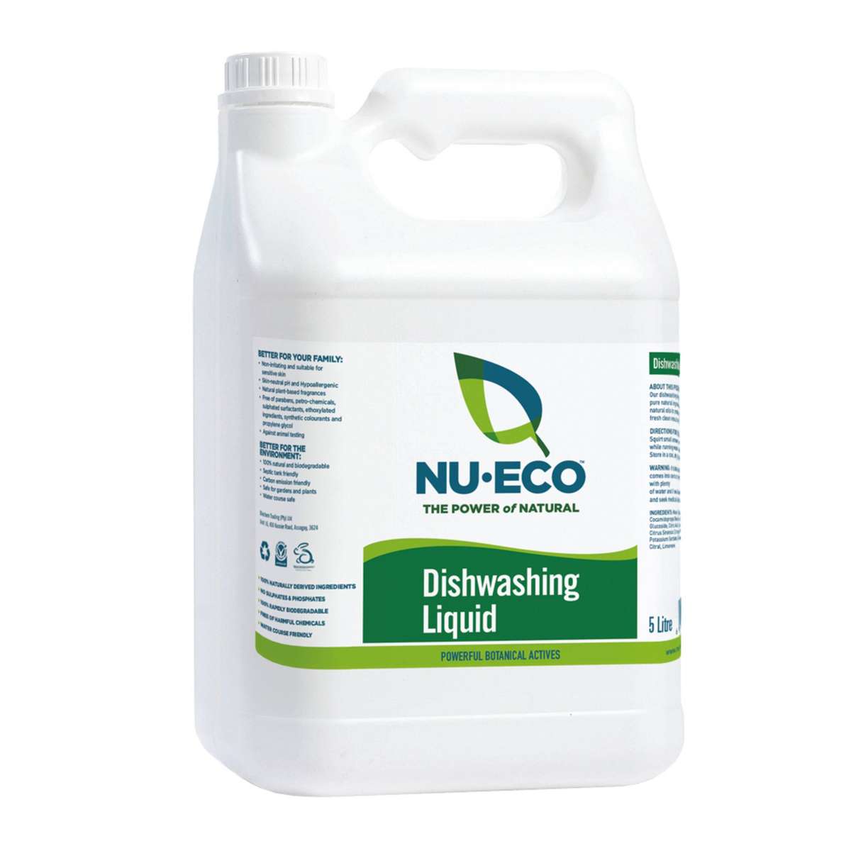 Nu-Eco 100% Bio-degradable Dishwashing Liquid with Powerful Botanical Actives (5L)