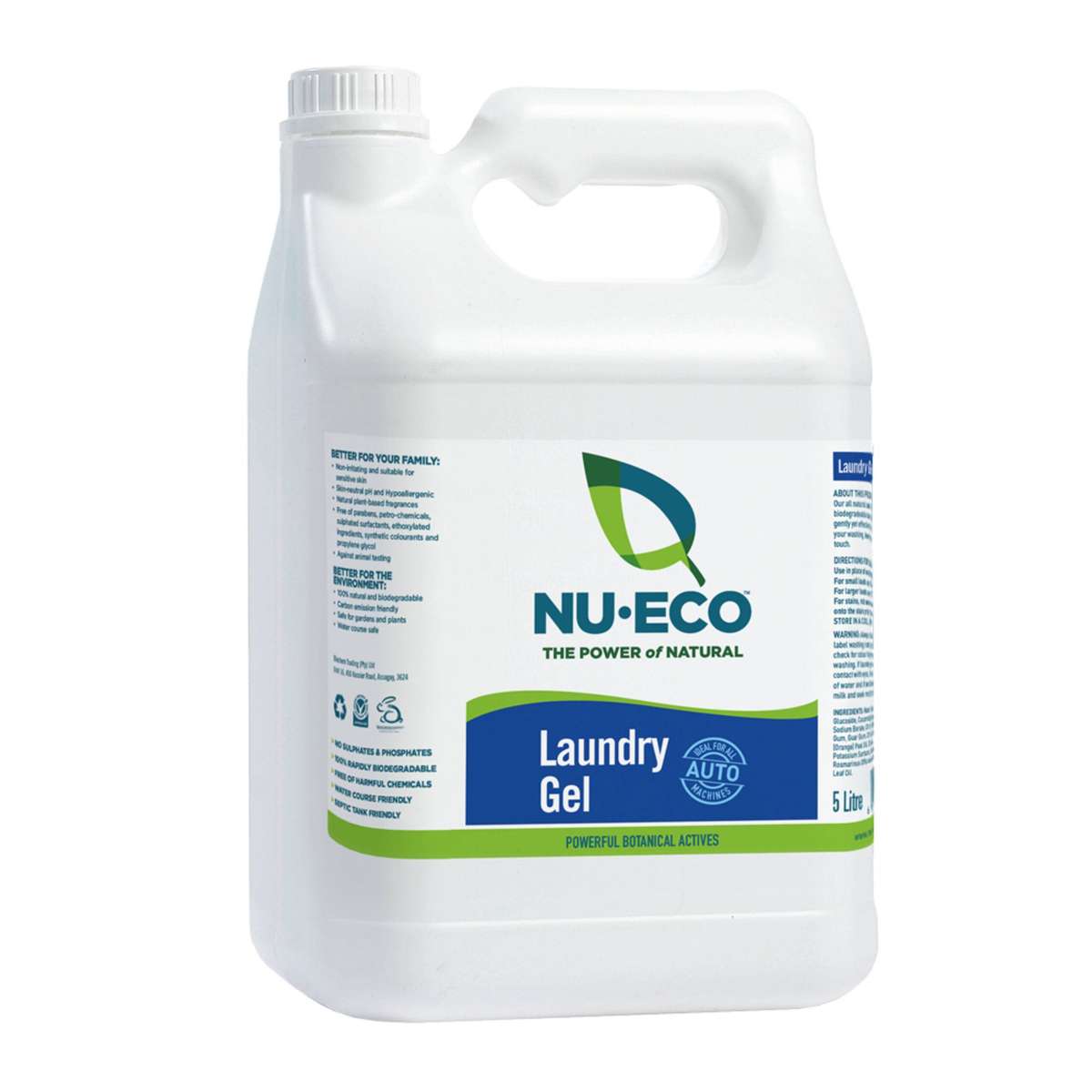 Nu-Eco 100% Bio-degradable Laundry Gel with Powerful Botanical Actives (5L)