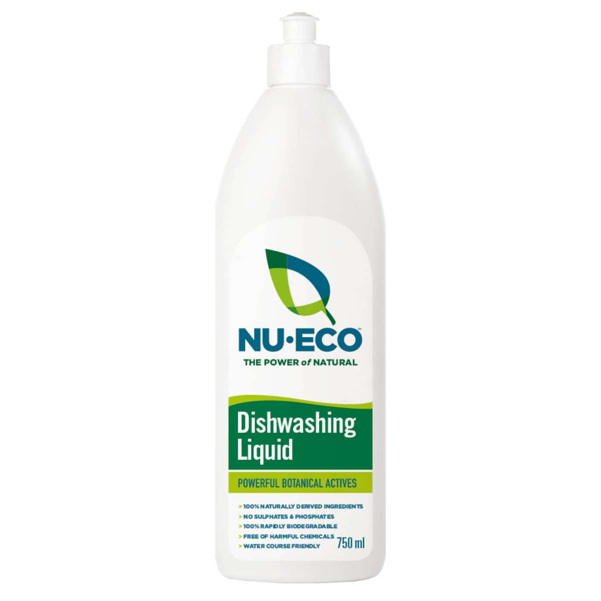Nu-Eco 100% Bio-degradable Dishwashing Liquid with Powerful Botanical Actives (750ml)