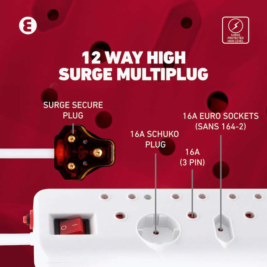 Ellies 12-Way High-Surge Multiplug 0.5m