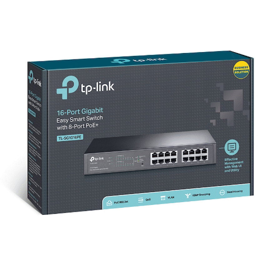TP-Link TL-SG1016PE 16-Port Gigabit Easy Smart Switch with 8-Port PoE+