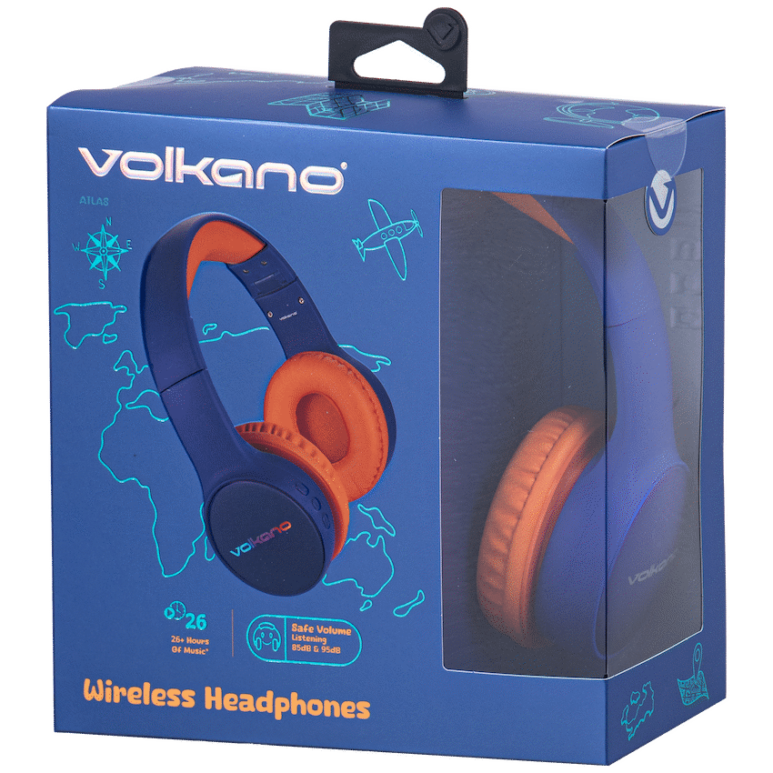 Volkano Atlas Bluetooth Padded Headphones with dB Switch Function