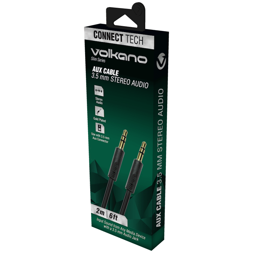 Volkano Slim Series Aux Cable 2m - Black