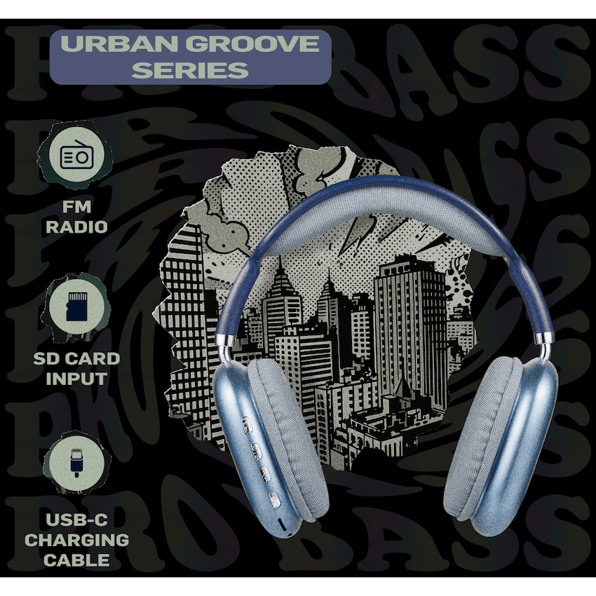 Pro Bass Urban Groove Series Bluetooth Headphones - Blue