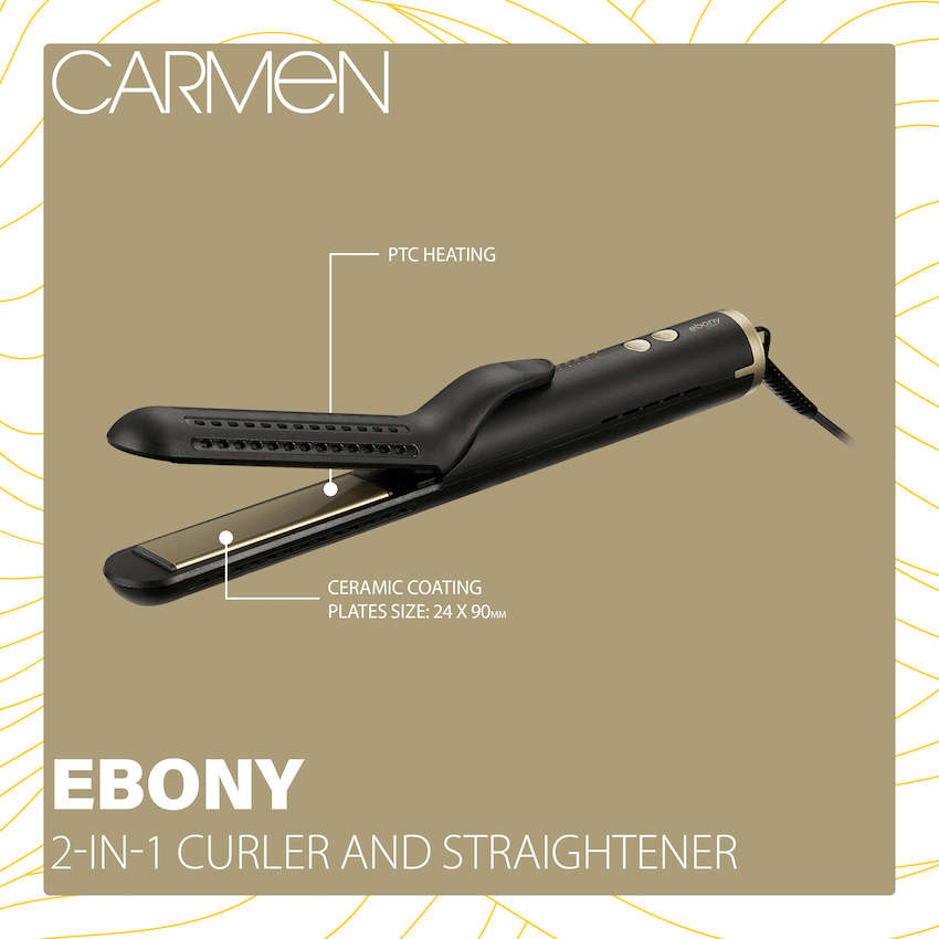 Carmen 2-in-1 Curler and Straightener - Ebony