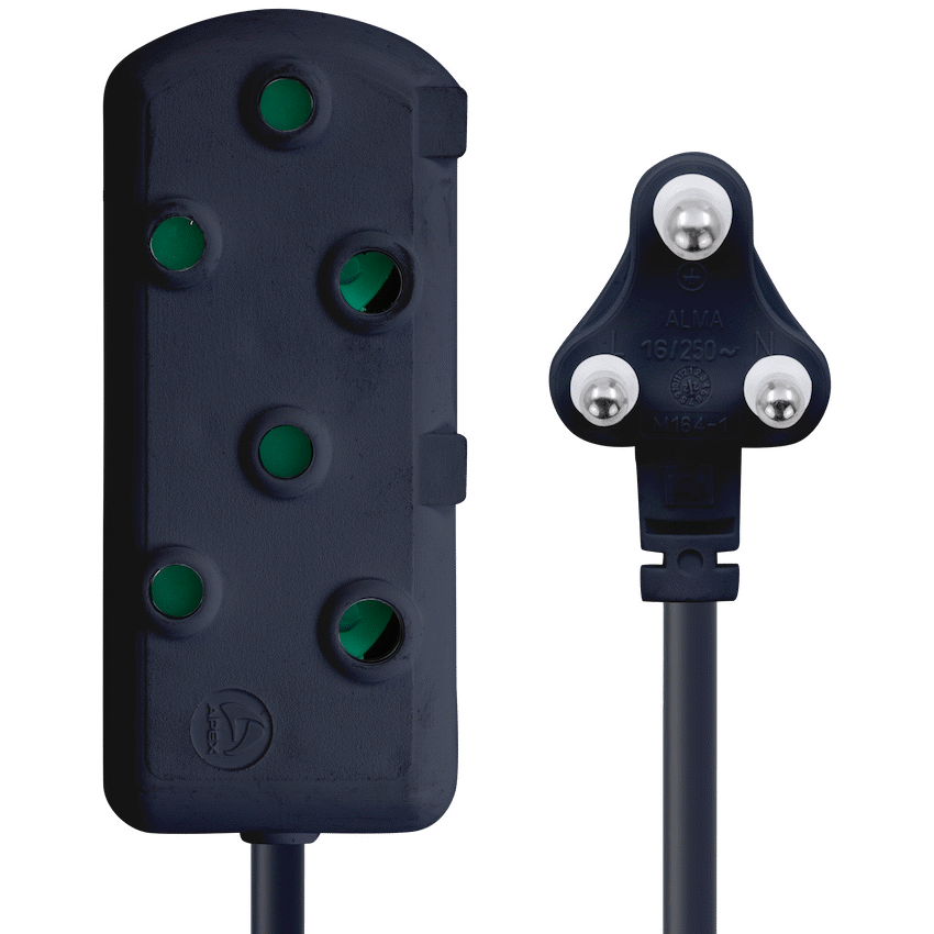 Switched Light-Duty Side-by-Side (SBS) Extension Leads 3m - BK