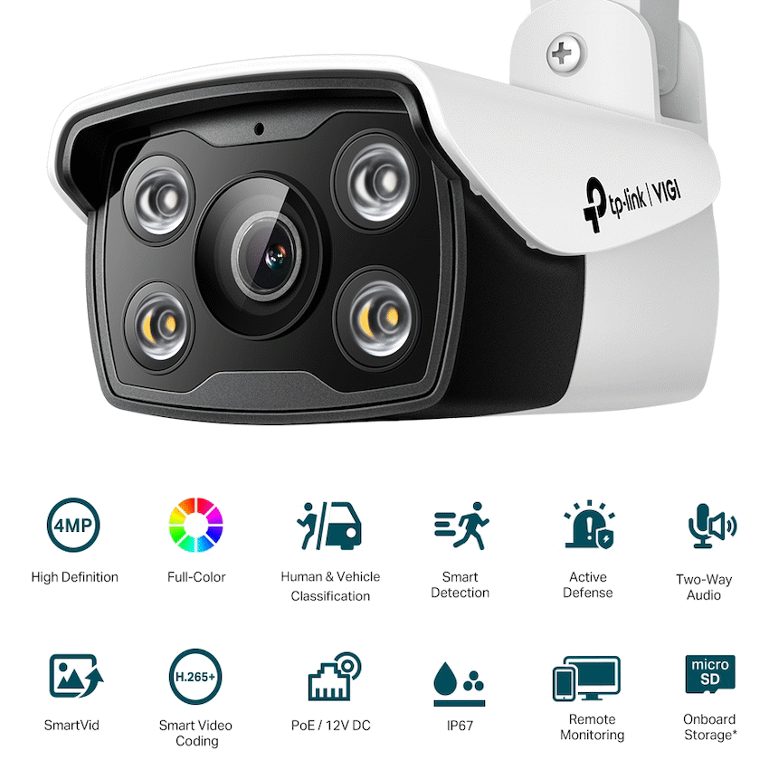 TP-Link Vigi C340 4MP 4mm Outdoor Full-Color Bullet Network Camera