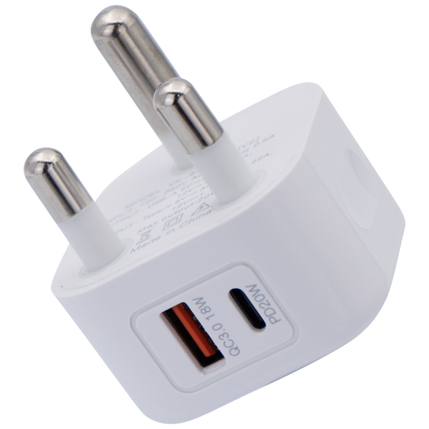 Volkano Robust Series 3-Pin SA to 20w PD + QC 3.0 Wall Charger