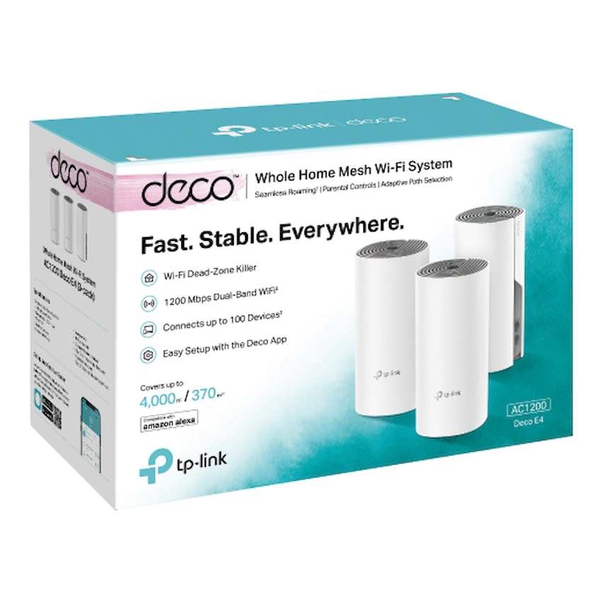 TP-Link Deco E4 (3-Pack) AC1200 Whole-Home Mesh Wi-Fi System