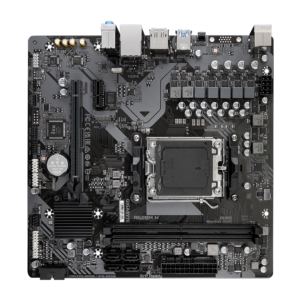 GIGABYTE AMD A620 Chipset for AMD AM5; 2x Dual DDR5; 1x M2; HDMI; DP; mATX.