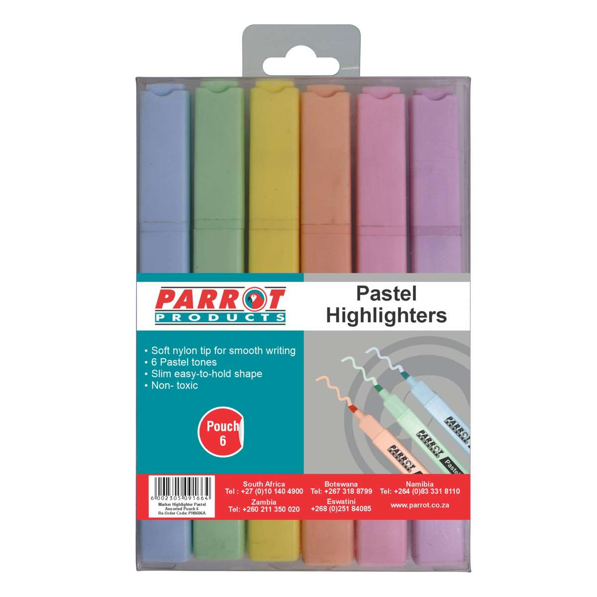 Marker Highlighter Pastel Assorted Pouch 6