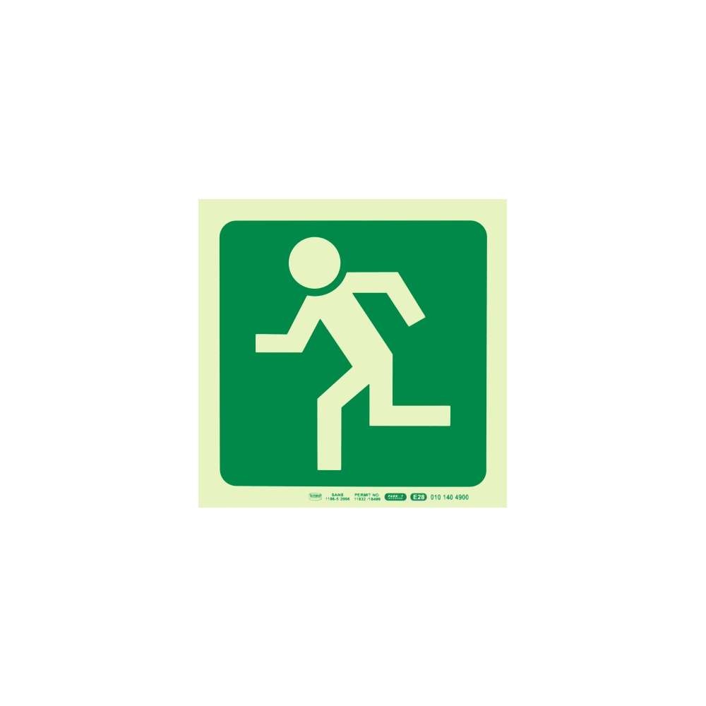 Photoluminescent 190MM Safety Sign - E28-Running Man Facing Left