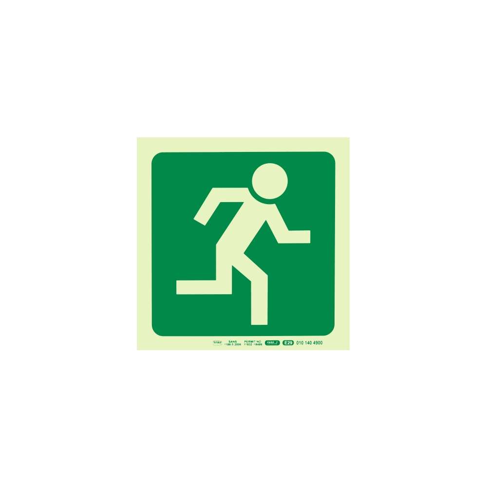Photoluminescent 190MM Safety Sign - E29-Running Man Facing Right