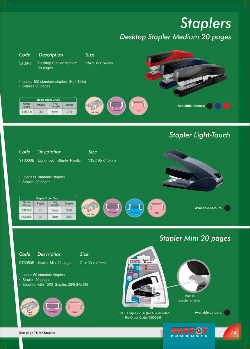 Light Touch Plastic Stapler 105*(24/6 26/6) Black