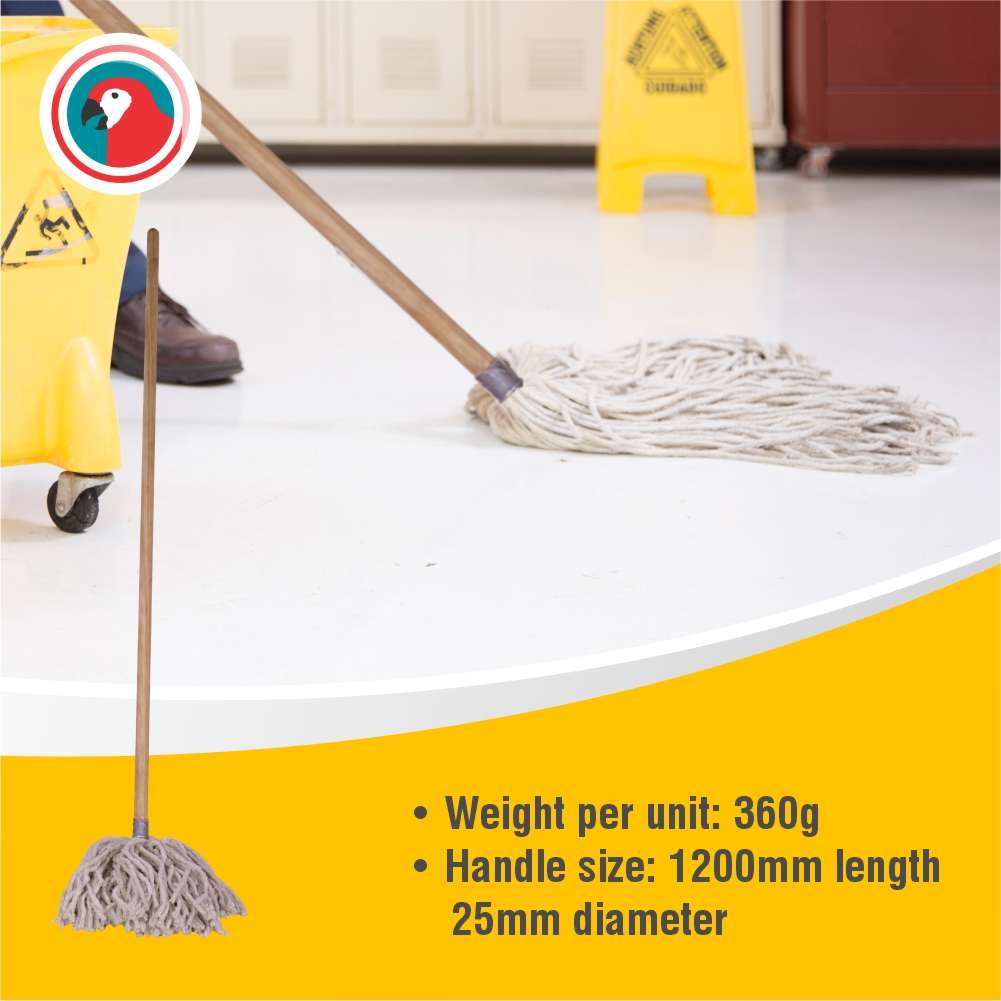 Janitorial Mega Mop Metal Socket 25mm Pine Handle 400g