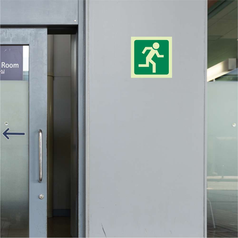 Photoluminescent 190MM Safety Sign - E29-Running Man Facing Right