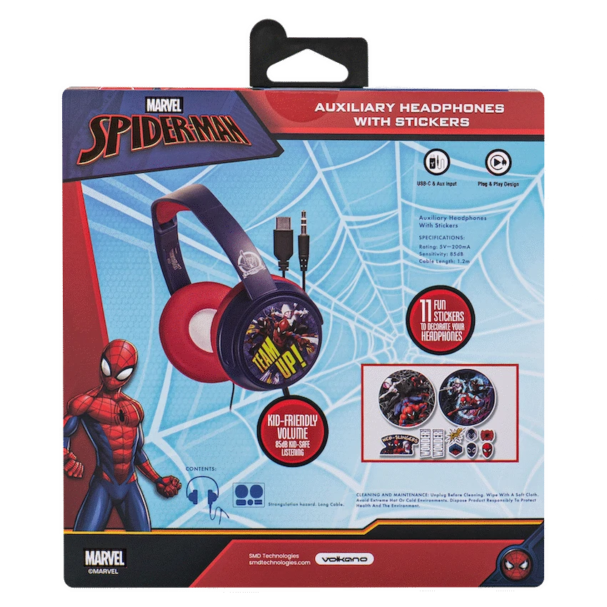 Marvel Spider-Man Wired Headphones with Stickers