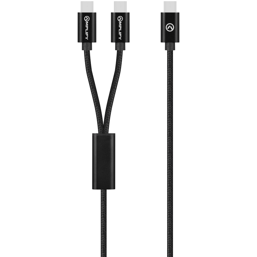 Amplify Linked Series USB-C to 2x USB-C Braided Cable 1.2m - Black