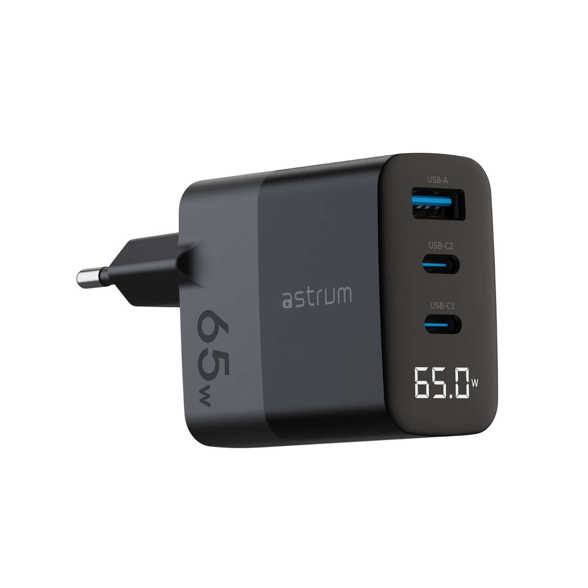 WATZ65G 65W PD WALL CHARGER 1A 2C LCD BK