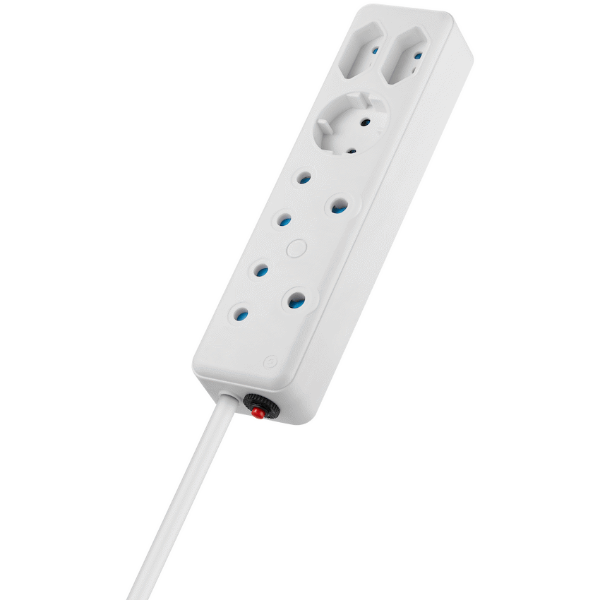 SWITCHED 5 Way Multiplug - White
