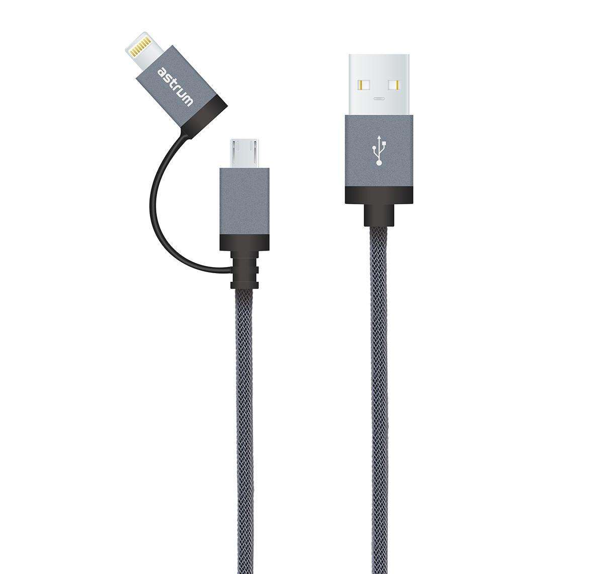 AC330 Micro USB + 8pin Charge &amp; Sync MFI Braided Cable