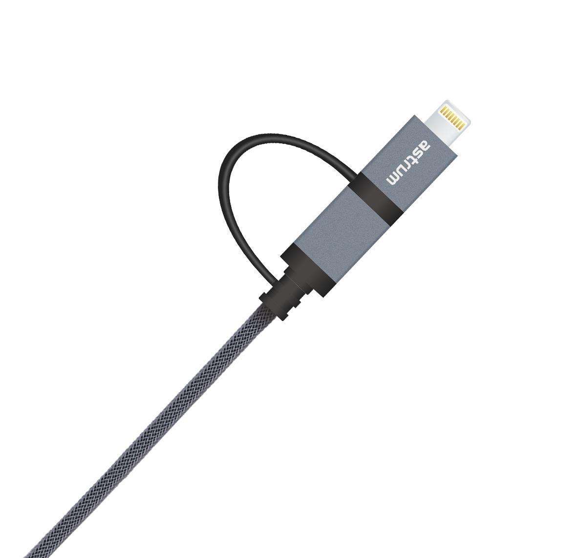 AC330 Micro USB + 8pin Charge &amp; Sync MFI Braided Cable