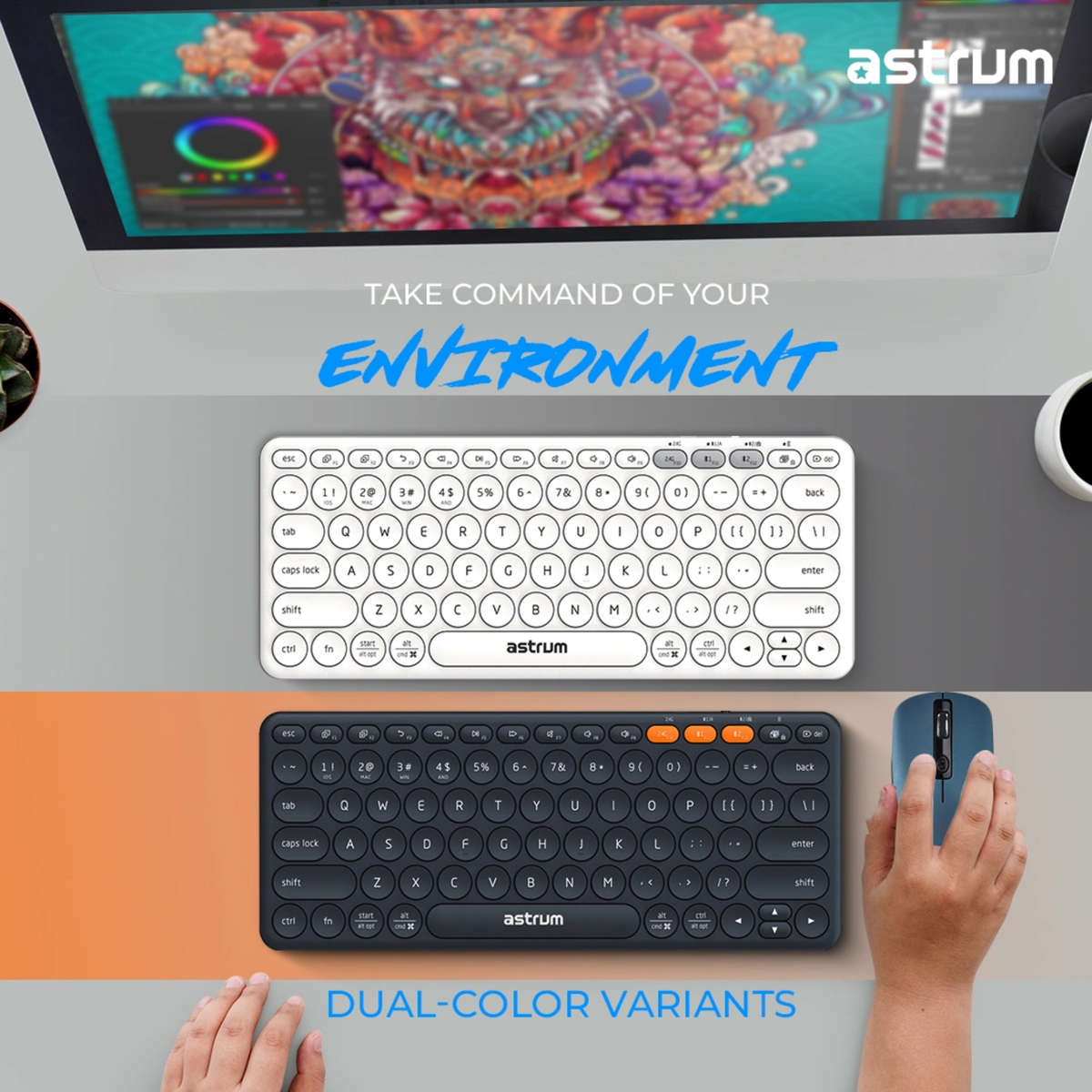 Dual Mode Mini Wireless Keyboard - KT200 - White