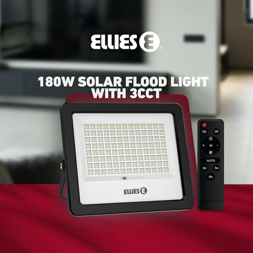 Ellies Nebula Series 180W Solar Flood Light  with 3CCT -BK