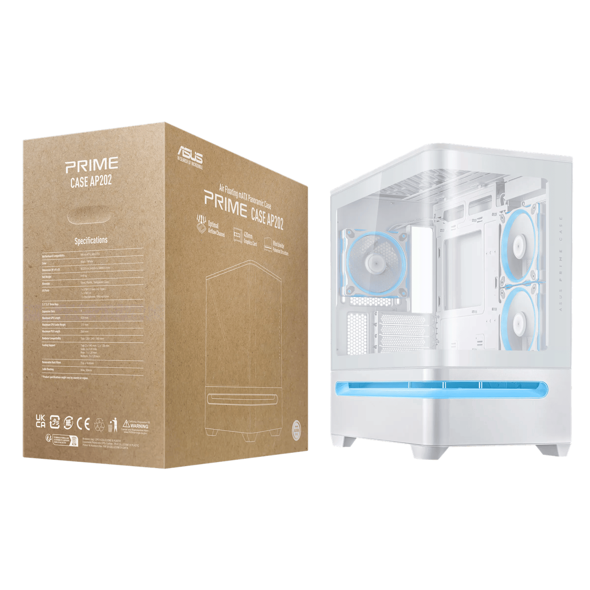 ASUS Prime AP202 ARGB mATX White Chassis