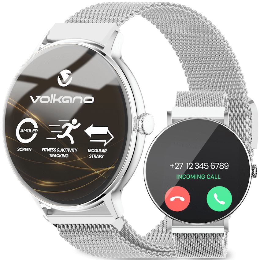 Volkano Ayla Collection Smartwatch with Extra Silicone Strap - Silver