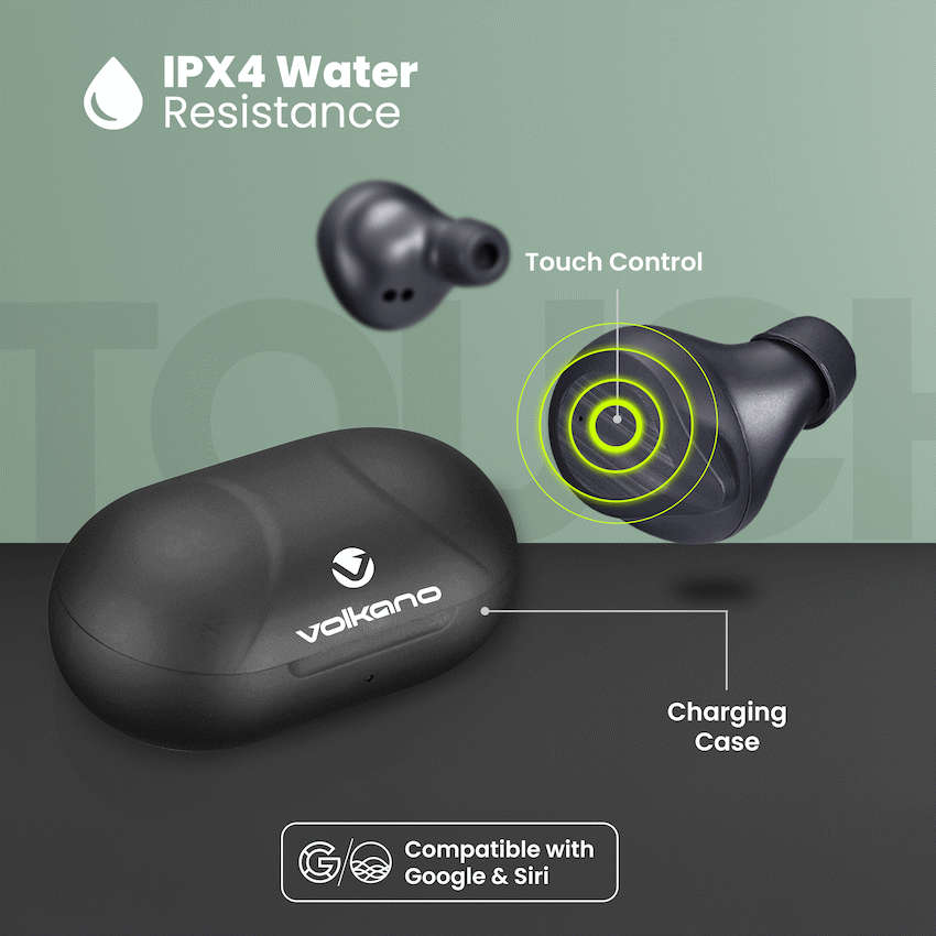 Volkano Scorpio Series True Wireless Earphones - Black