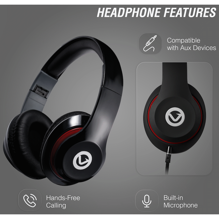 Volkano Falcon Headphones with Microphone - Black
