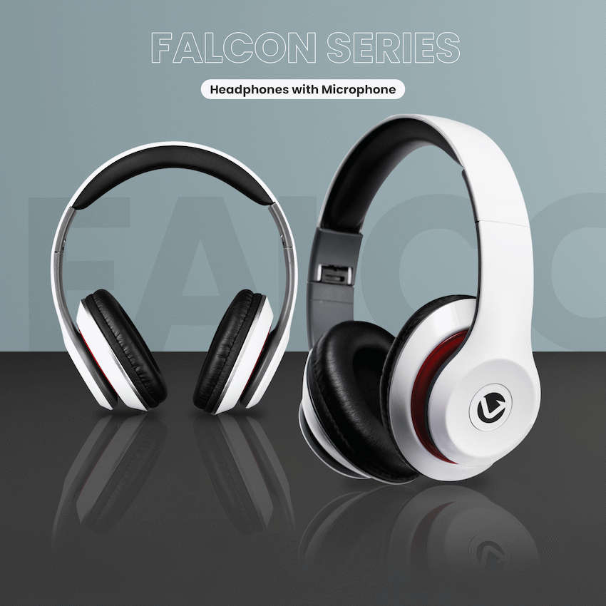 Volkano Falcon Series Headphones with Microphone - White