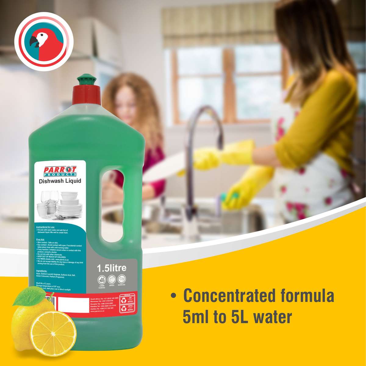 Dishwashing Liquid 1.5L  Concentrated Manual Dishwashing Detergent