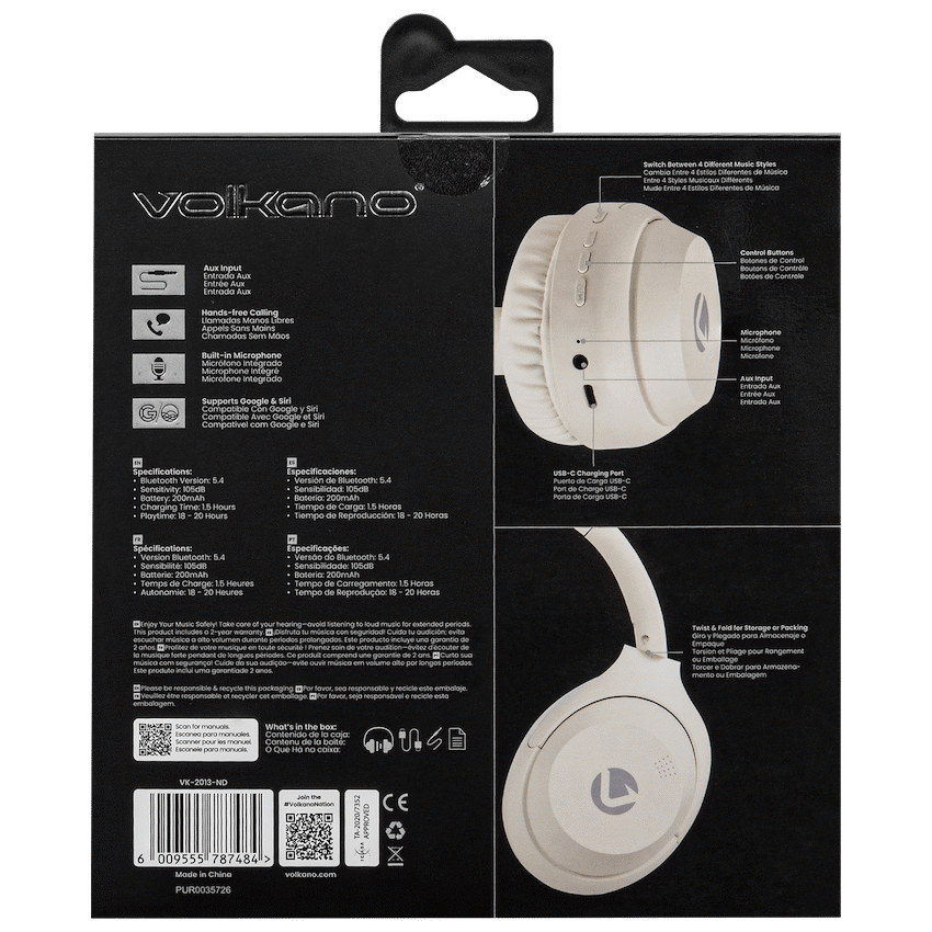 Volkano Cosmic 2 Series Bluetooth Headphone - Nude