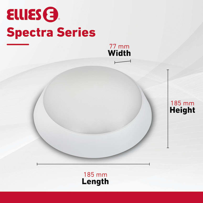 Ellies Spectra Series - AC 15W  Round LED Bulkhead with 3CCT -WT