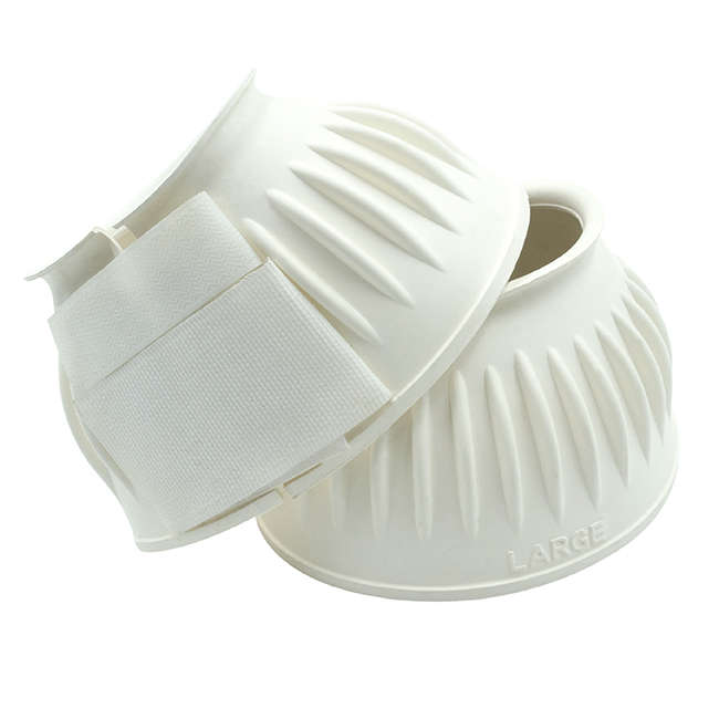 Equi-Tek soft ribbed bell boots with velcro White - Medium
