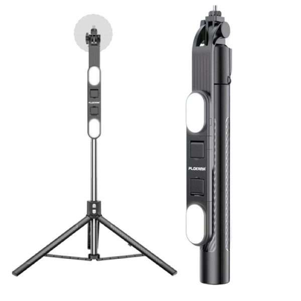 Plokama K10 Pro Long Tripod LED Light, Selfie Stick, Strong Tripod -200cm