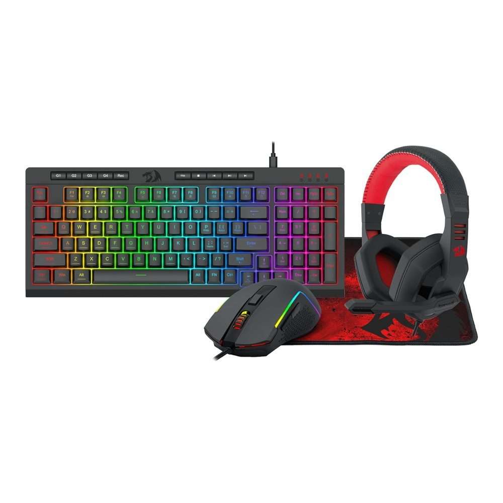 Redragon 4-in-1 Gaming Combo | Shiva Keyboard | Trident Mouse | Ares Headset and Pisces Mousepad