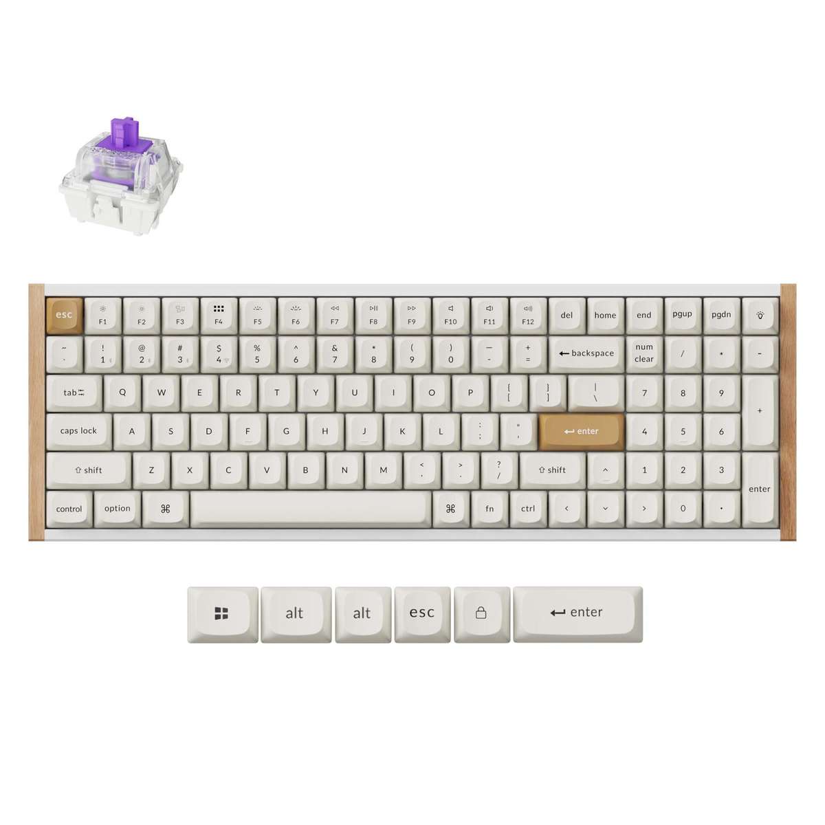 Keychron K4 HE Wireless Magnetic Switch Custom Mechanical Keyboard - White (Special Edition Wood ...