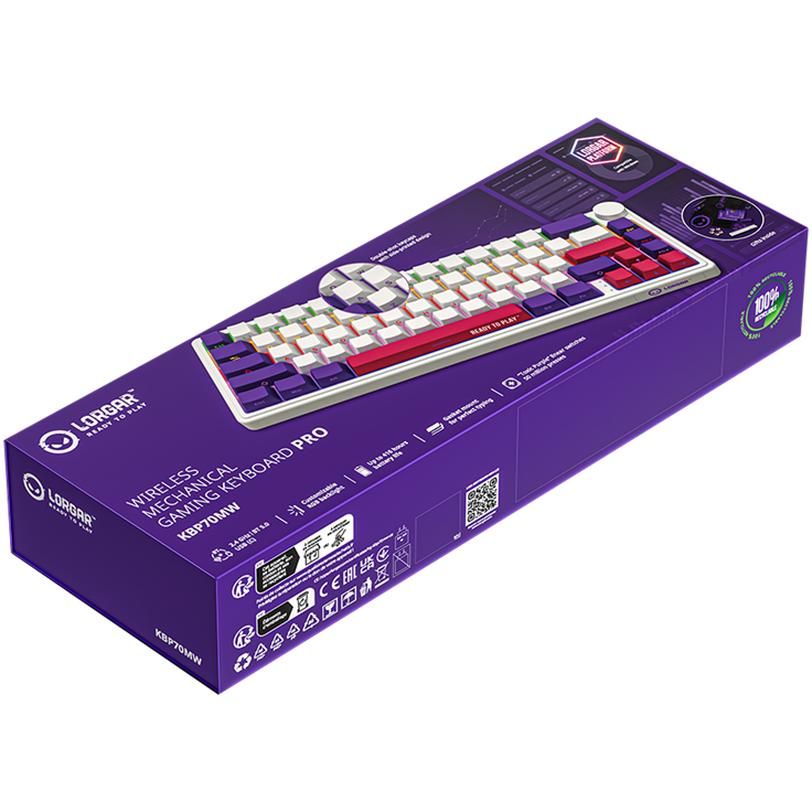Lorgar KBP70MW Wireless 65% Mechanical Gaming Keyboard Pro - White